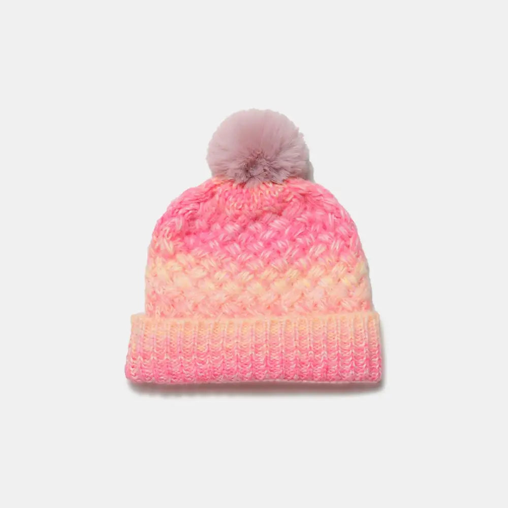 Chic gradient knit hat with pompom for luxury fashion enthusiasts $18.99 1-piece acrylic, polyester imported product