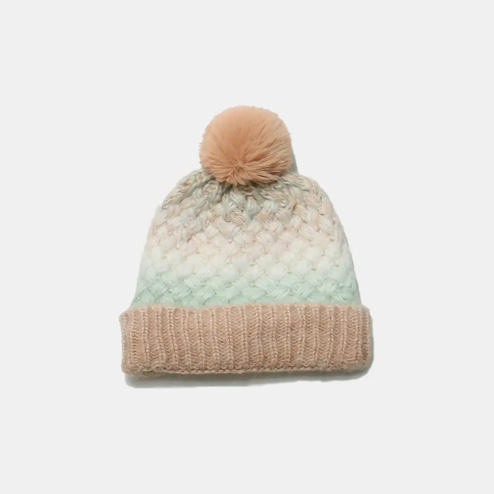 Chic gradient knit hat with pompom for luxury fashion enthusiasts $18.99 1-piece acrylic, polyester imported product