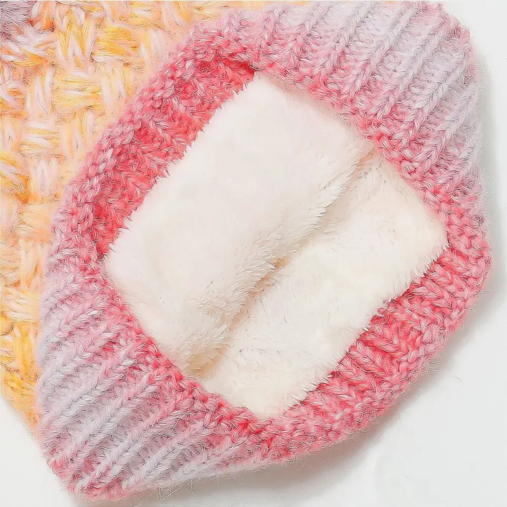 Chic gradient knit hat with pompom for luxury fashion enthusiasts $18.99 1-piece acrylic, polyester imported product