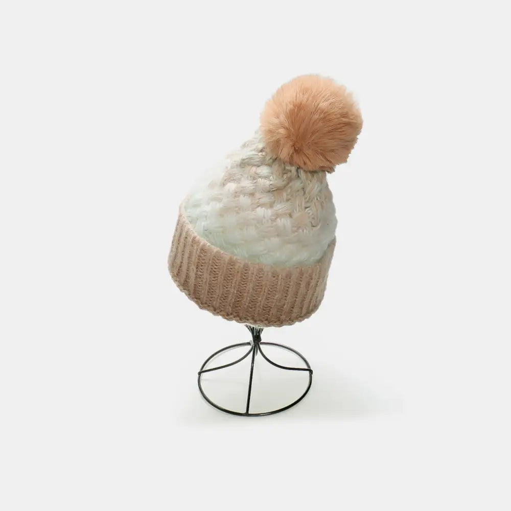 Chic gradient knit hat with pompom for luxury fashion enthusiasts $18.99 1-piece acrylic, polyester imported product