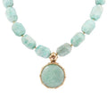 Green Amazonite Golden Lotus Pendant Necklace - Maven Couture IncNecklaces