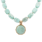 Green Amazonite Golden Lotus Pendant Necklace - Maven Couture IncNecklaces