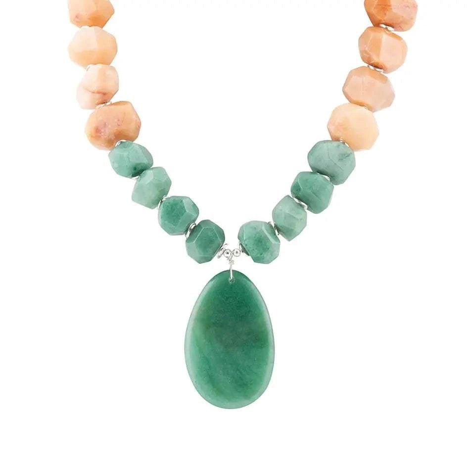 Green Aventurine Bold Pendant Necklace - Maven Couture IncNecklaces