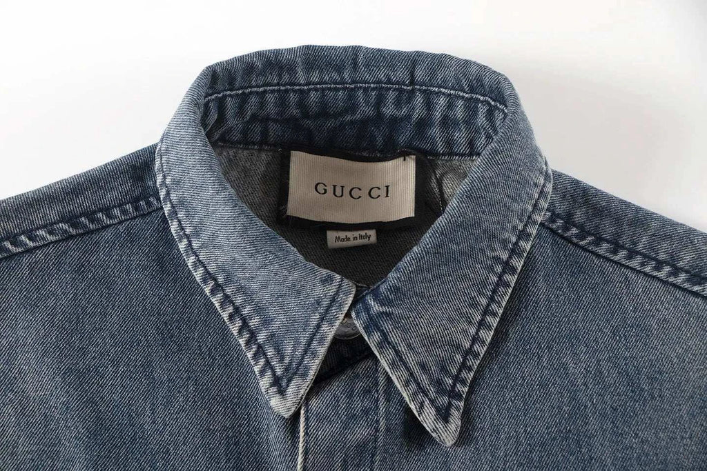Gucci Denim bowling Blue shirt - Maven Couture Inc
