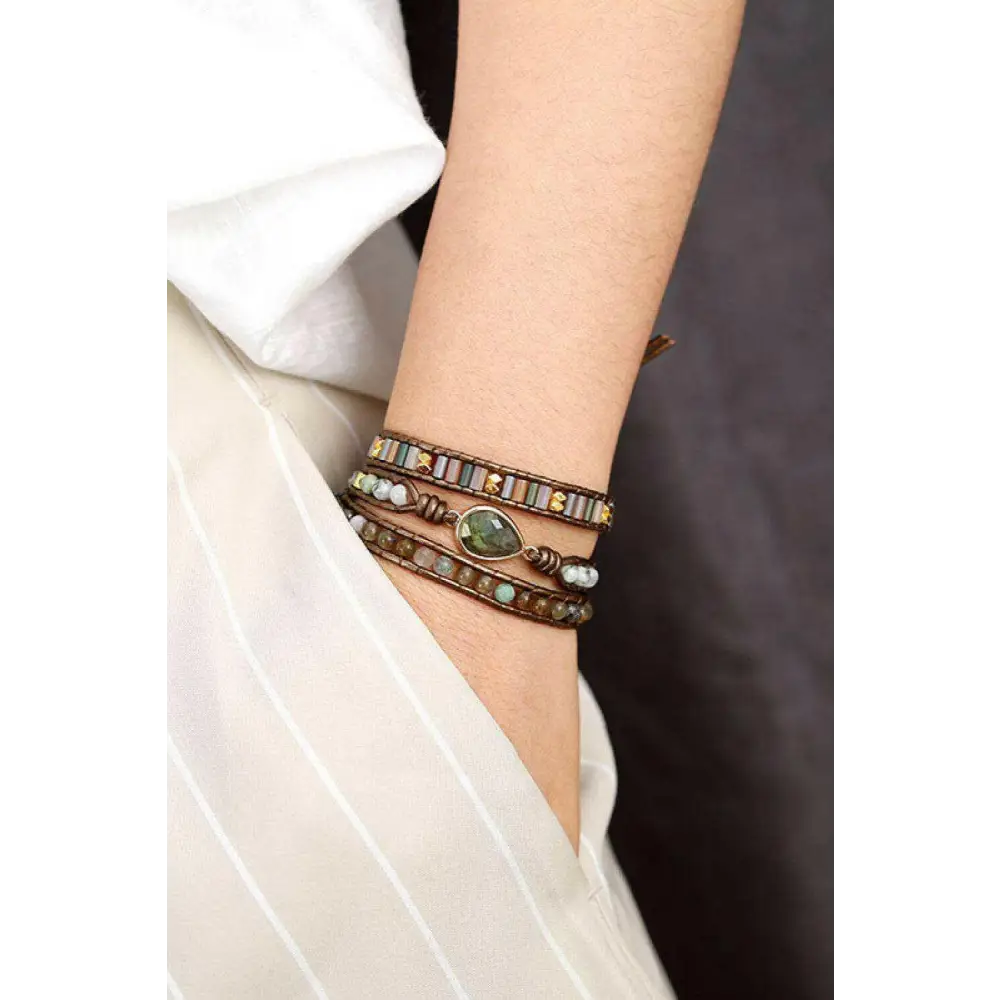 Handmade triple layer beaded bracelet for luxury fashion enthusiasts $25 the exquisite patterns and vibrant colors