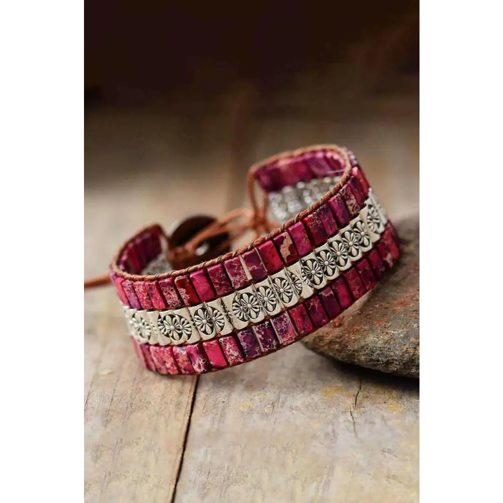 Elegant triple layer natural stone bracelet in luxury fashion for women $22 embrace the uniqueness of natural stones!