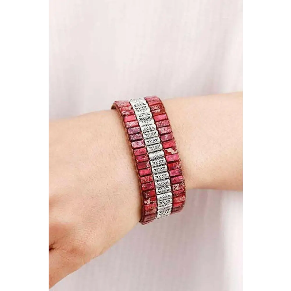 Elegant triple layer natural stone bracelet in luxury fashion for women $22 embrace the uniqueness of natural stones!