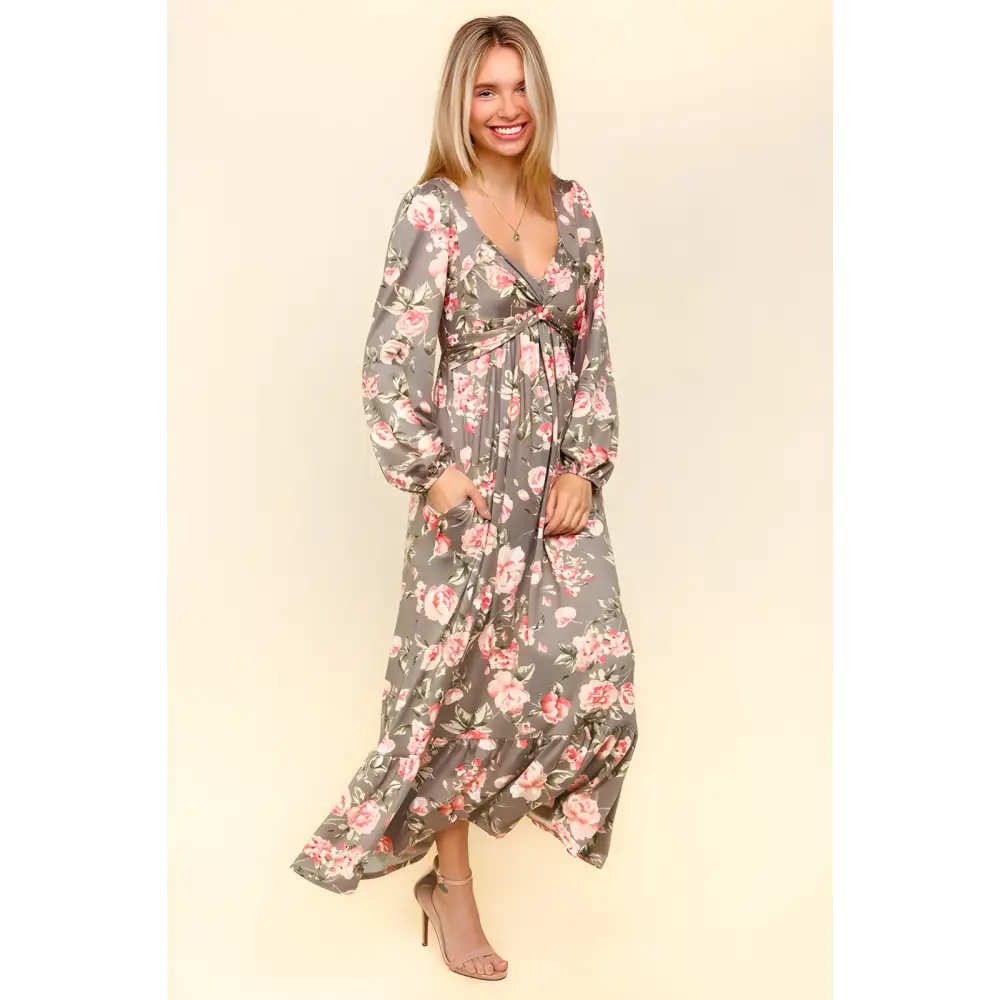 Haptics floral dress elevates luxury fashion for women with elegance $30.99 the twisted detail ruffled hem floral dress