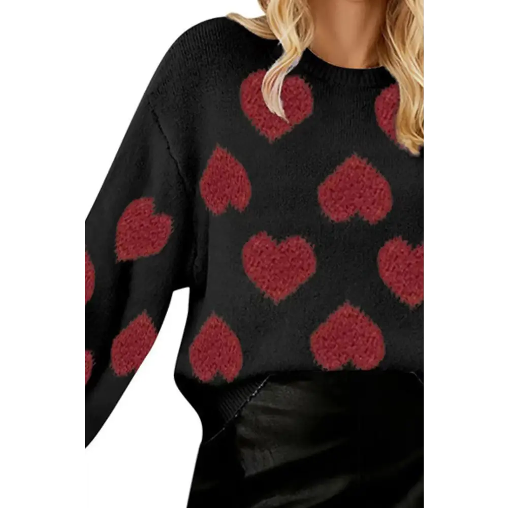 Luxury fashion for women heart round neck sweater by maven couture $32.99 immerse yourself in the allure