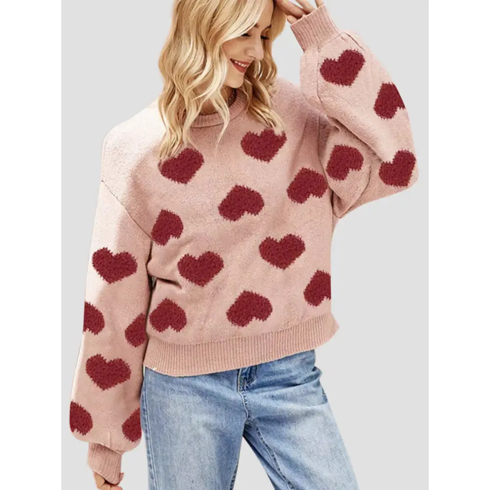 Luxury fashion for women heart round neck sweater by maven couture $32.99 immerse yourself in the allure