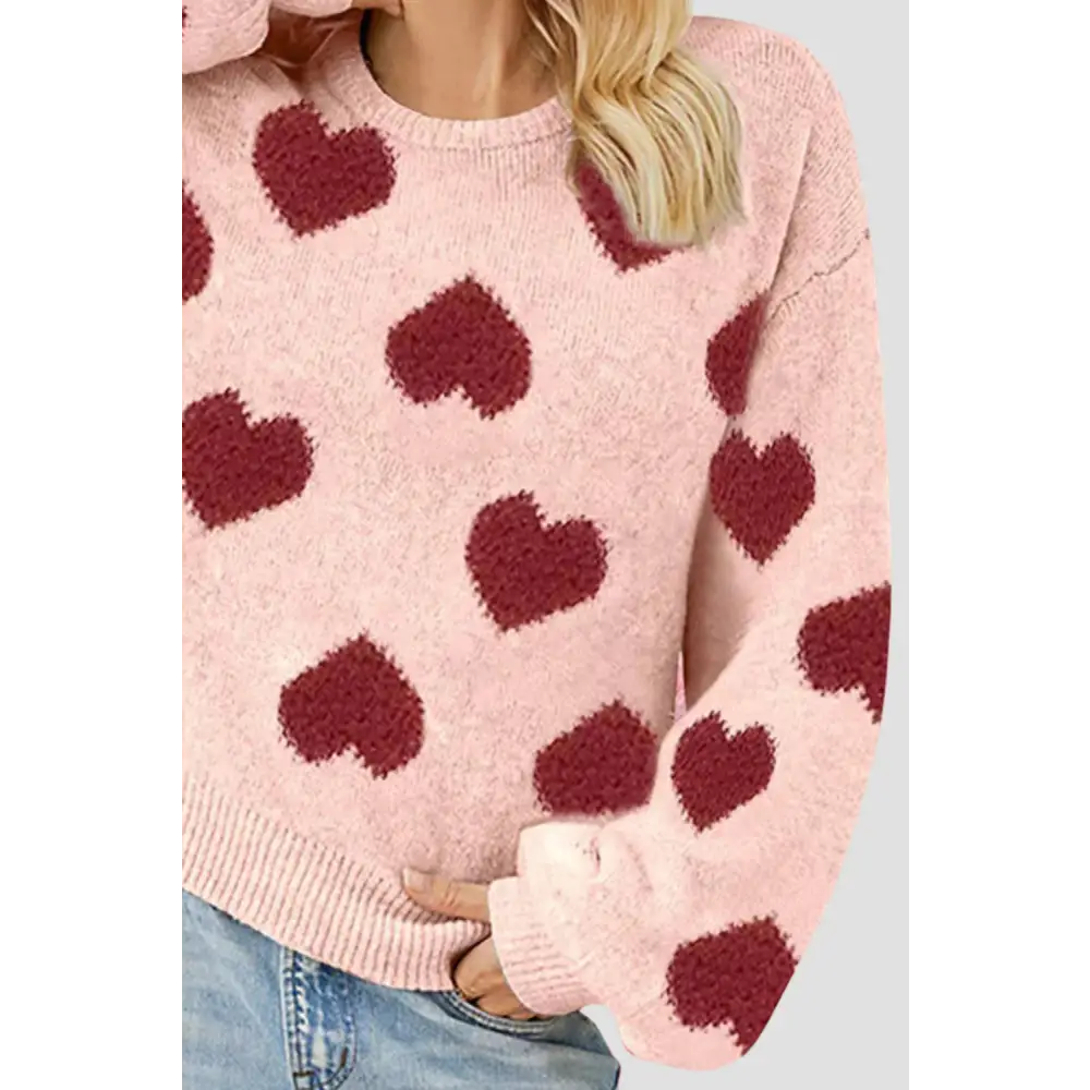 Luxury fashion for women heart round neck sweater by maven couture $32.99 immerse yourself in the allure