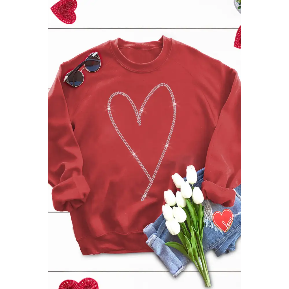 Elevate your wardrobe with the heart round neck luxury sweatshirt $21.99 this garment embodies a basic style, perfect