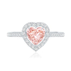Heart Shape 1 CT Lab Grown Pink White Diamond Halo Engagement Ring IGI Certified