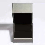 Heart-Shaped Stud Earrings displayed in a sleek black velvet-lined silver jewelry box, highlighting elegant and classic packaging