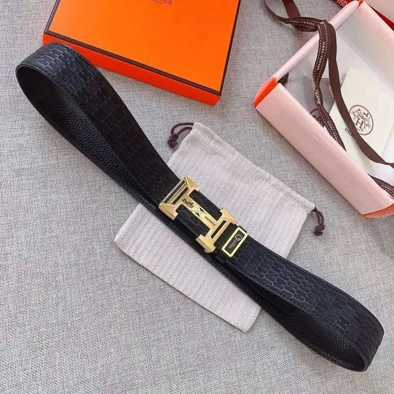 Hermès Black Leather Belt - Iconic Gold H Buckle for Men - Maven Couture IncAccessories > Belts > Men's Leather Belts