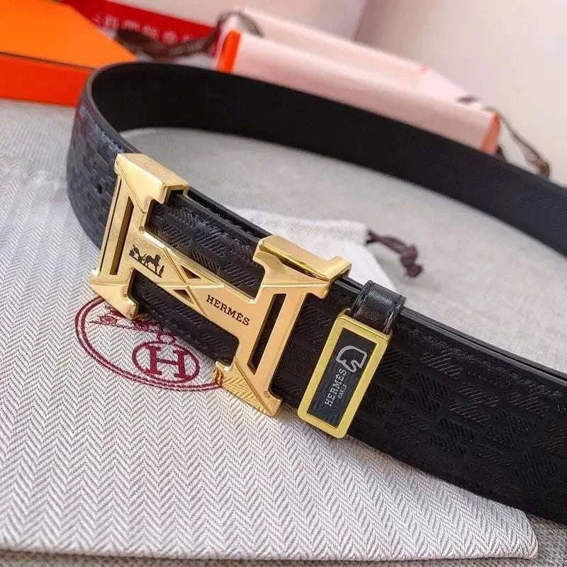 Hermès Black Leather Belt - Iconic Gold H Buckle for Men - Maven Couture IncAccessories > Belts > Men's Leather Belts