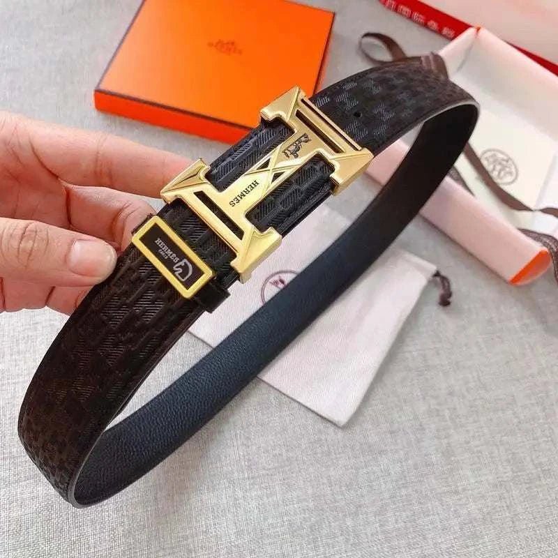 Hermès Black Leather Belt - Iconic Gold H Buckle for Men - Maven Couture IncAccessories > Belts > Men's Leather Belts