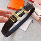 Hermès Black Leather Belt - Iconic Gold H Buckle for Men - Maven Couture IncAccessories > Belts > Men's Leather Belts