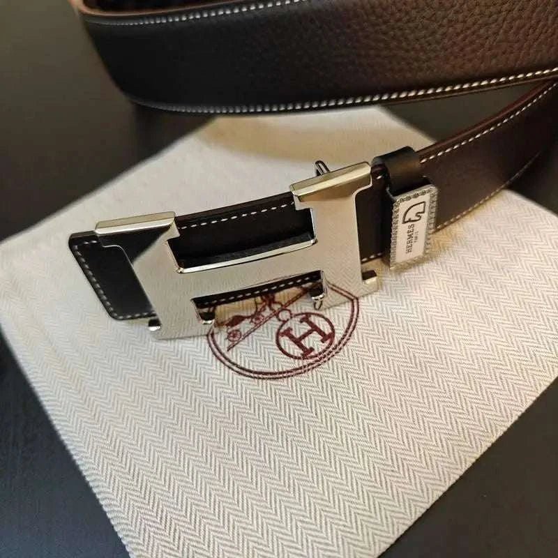 Hermès Black Leather Belt - Men's Silver 'H' Buckle Accessory - Maven Couture IncAccessories > Belts > Men's Belts