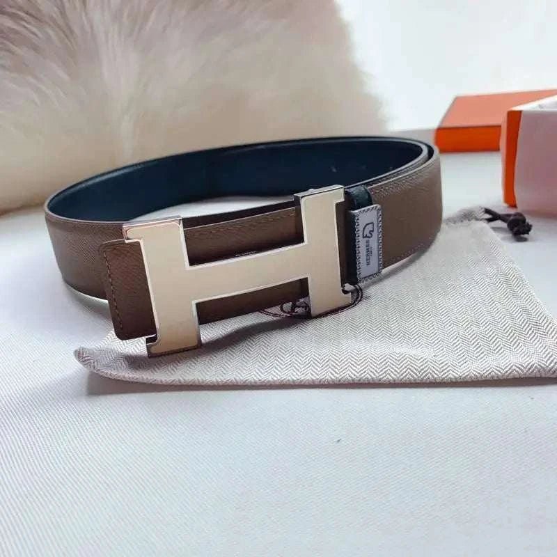 Hermes Men Beige Buckle Belt 'Brown' - Maven Couture Inc