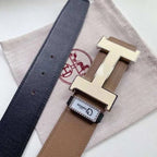 Hermes Men Beige Buckle Belt 'Brown' - Maven Couture Inc