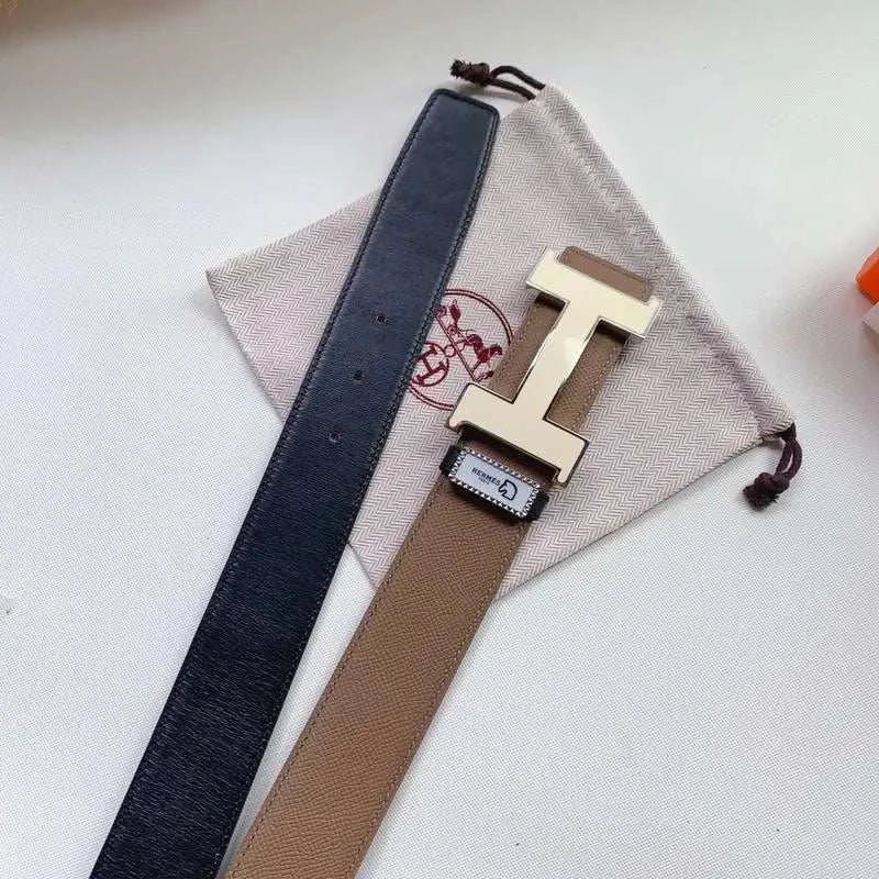 Hermes Men Beige Buckle Belt 'Brown' - Maven Couture Inc