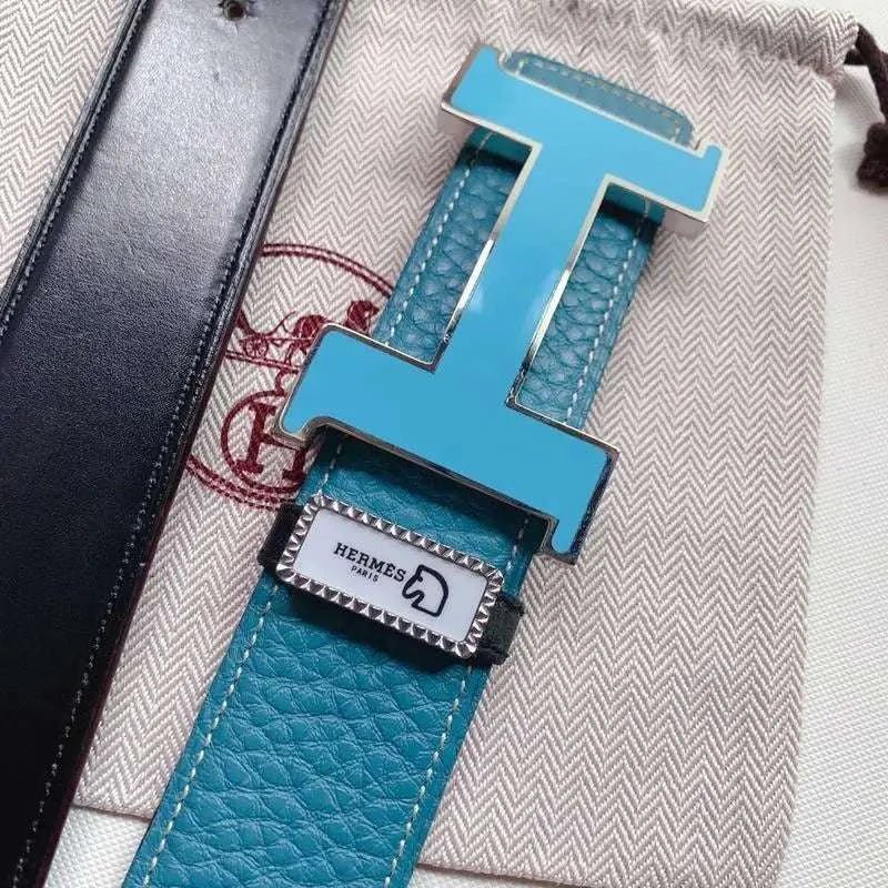Hermes Men Blue Buckle Belt 'Blue' - Maven Couture Inc