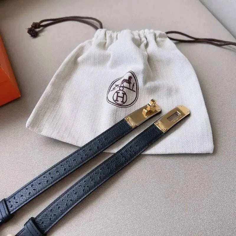 Hermes Men Gold Buckle Belt 'Black' - Maven Couture Inc