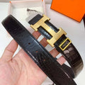 Hermes Men Gold Buckle Belt 'Black' - Maven Couture Inc