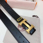 Hermes Men Gold Buckle Belt 'Black' - Maven Couture Inc