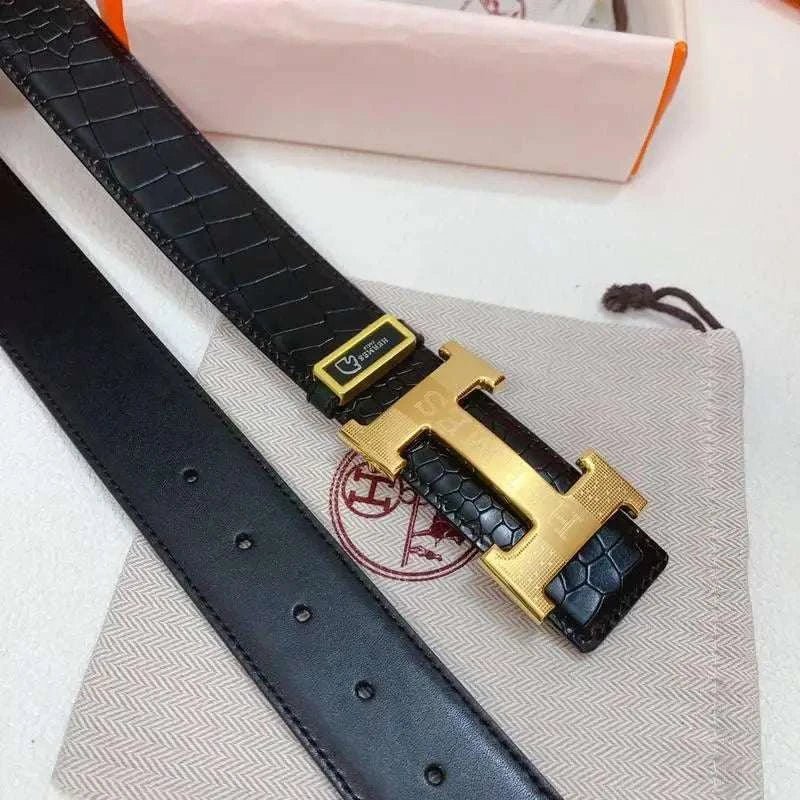 Hermes Men Gold Buckle Belt 'Black' - Maven Couture Inc