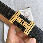 Hermes Men Gold Buckle Belt 'Black' - Maven Couture Inc