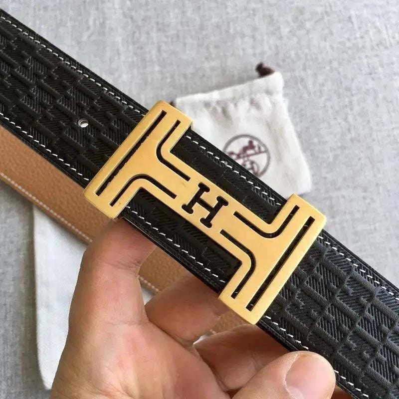 Hermes Men Gold Buckle Belt 'Black' - Maven Couture Inc