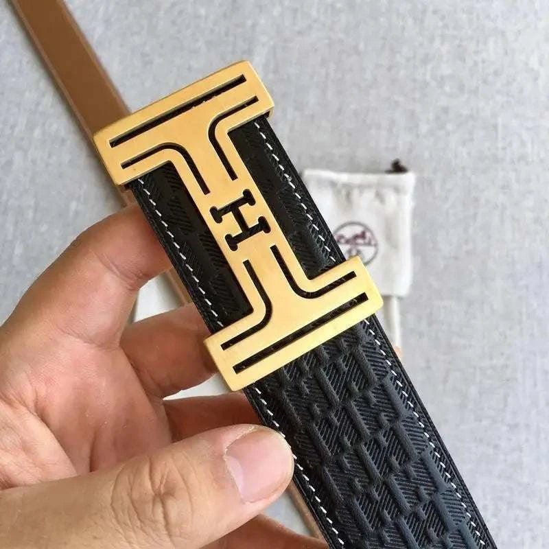 Hermes Men Gold Buckle Belt 'Black' - Maven Couture Inc