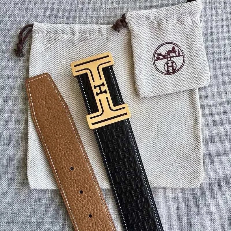 Hermes Men Gold Buckle Belt 'Black' - Maven Couture Inc