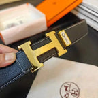 Hermes Men Gold Buckle Belt 'Black' - Maven Couture Inc