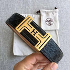 Hermes Men Gold Buckle Belt 'Black' - Maven Couture Inc