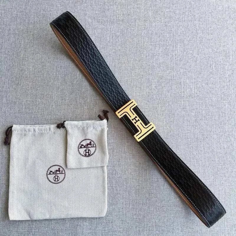 Hermes Men Gold Buckle Belt 'Black' - Maven Couture Inc