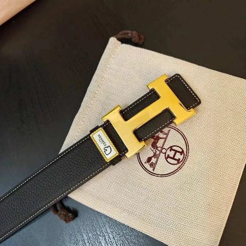 Hermes Men Gold Buckle Belt 'Black' - Maven Couture Inc