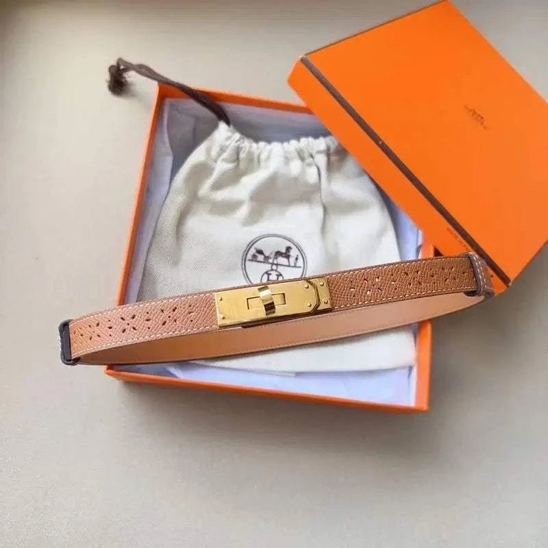 Hermes Men Gold Buckle Belt 'Brown' - Maven Couture Inc
