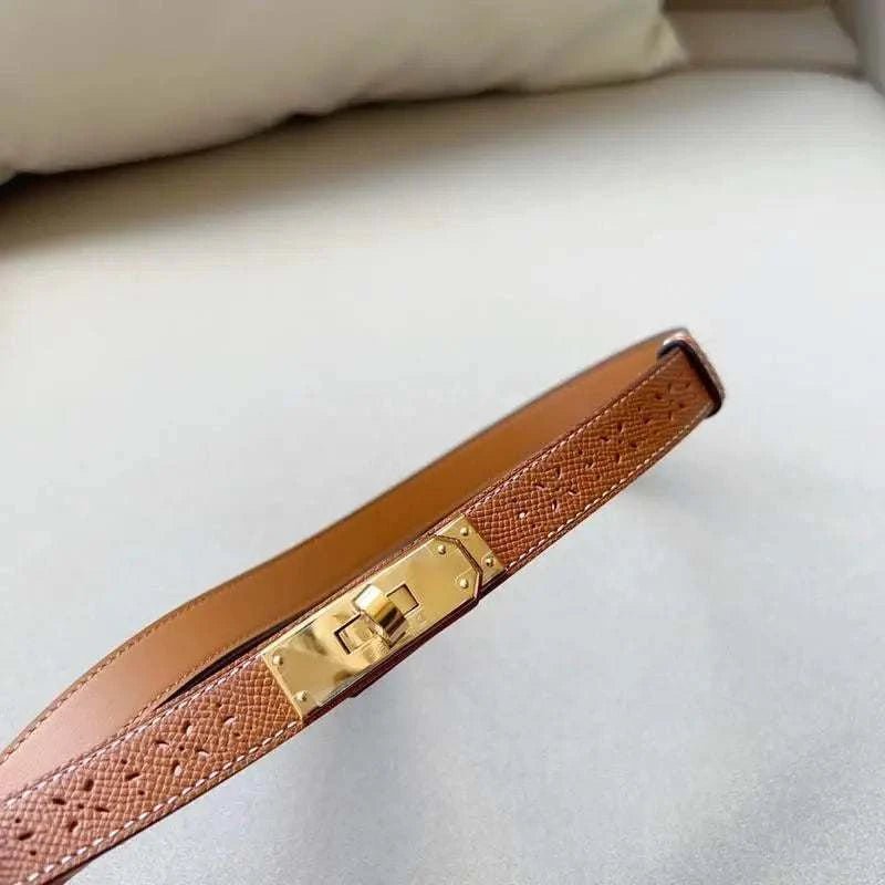 Hermes Men Gold Buckle Belt 'Brown' - Maven Couture Inc