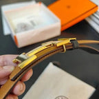 Hermes Men Gold Buckle Belt 'Brown' - Maven Couture Inc