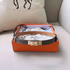 Hermes Men Gold Buckle Belt 'Grey' - Maven Couture Inc