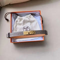 Hermes Men Gold Buckle Belt 'Grey' - Maven Couture Inc