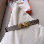 Hermes Men Gold Buckle Belt 'Grey' - Maven Couture Inc