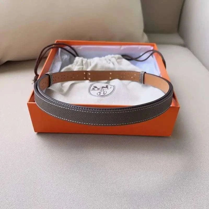 Hermes Men Gold Buckle Belt 'Grey' - Maven Couture Inc