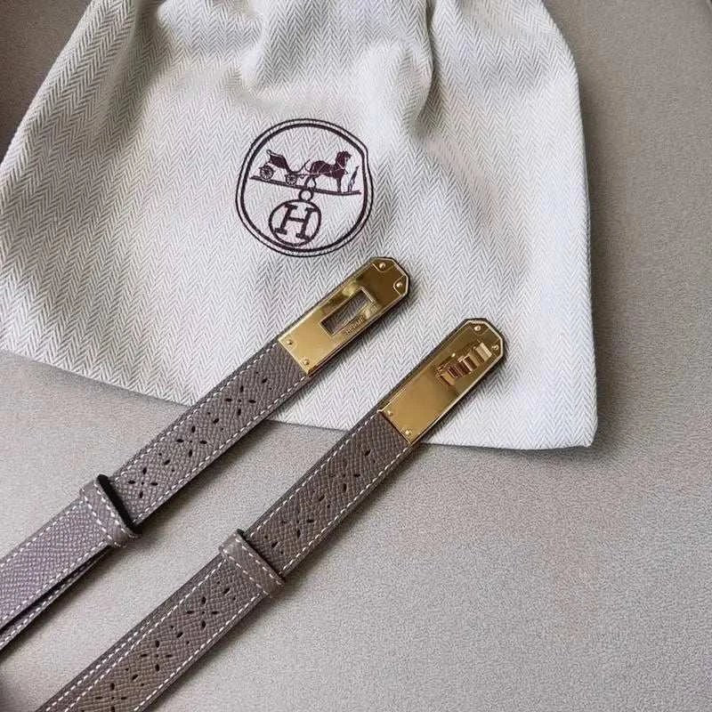 Hermes Men Gold Buckle Belt 'Grey' - Maven Couture Inc