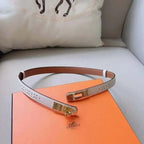 Hermes Men Gold Buckle Belt 'White' - Maven Couture Inc