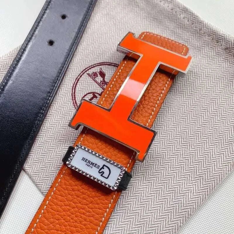 Hermes Men Orange Buckle Belt 'Orange' - Maven Couture Inc