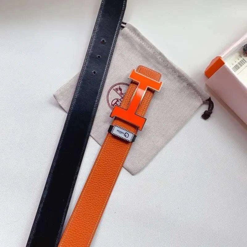 Hermes Men Orange Buckle Belt 'Orange' - Maven Couture Inc